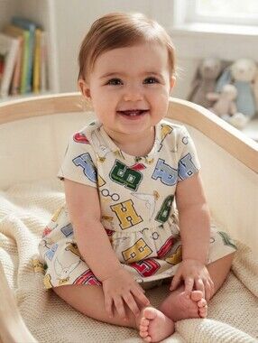 Harry Potter Baby Girl Print Dress and Matching Diaper Cover Set